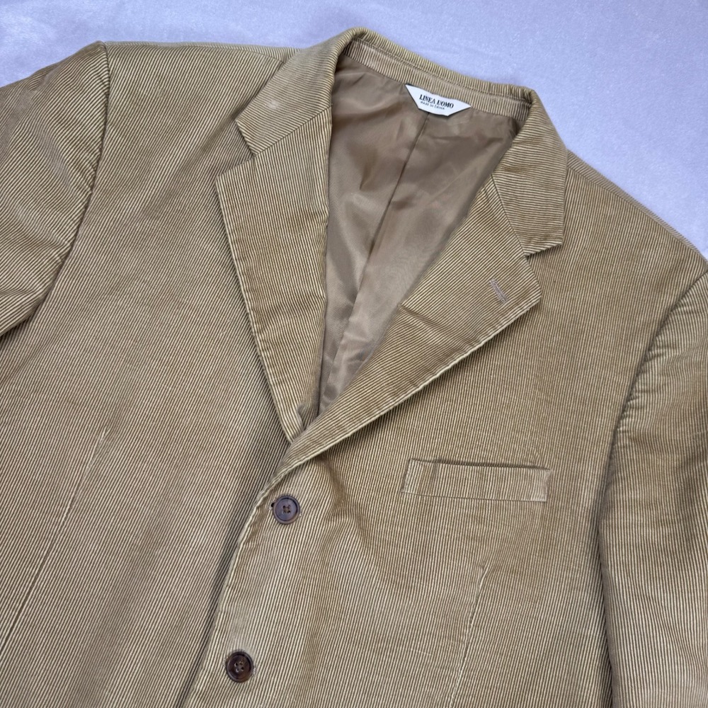 Linea Uomo Corduroy Blazer‎ Mens Tan Brown 3 Button Sport Coat Jacket 50R